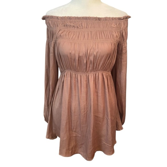 Mustard Seed On/Off-Shoulder Tunic Blouse Size S Mauve Silky Party Feminine - Picture 1 of 10